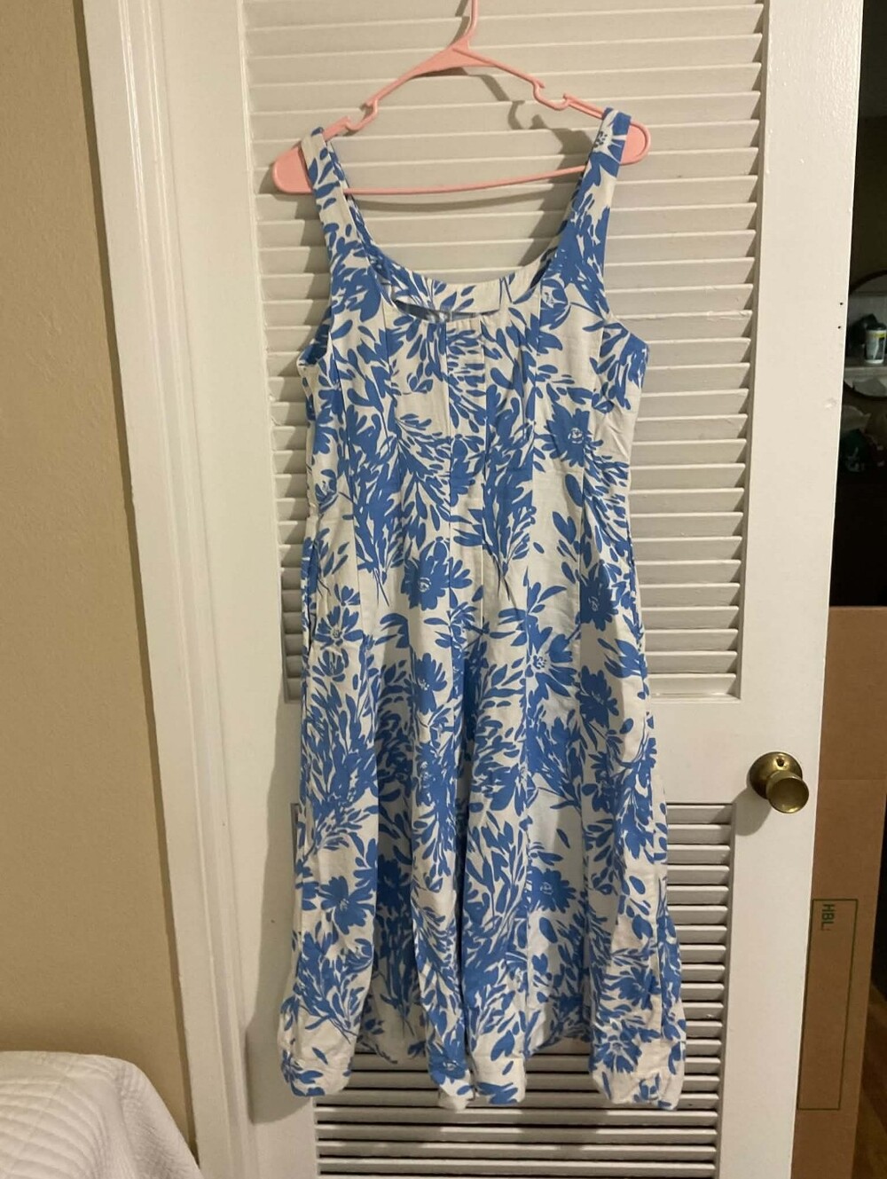 Women's Blue Floral Sundress - Sleeveless Summer Dress
